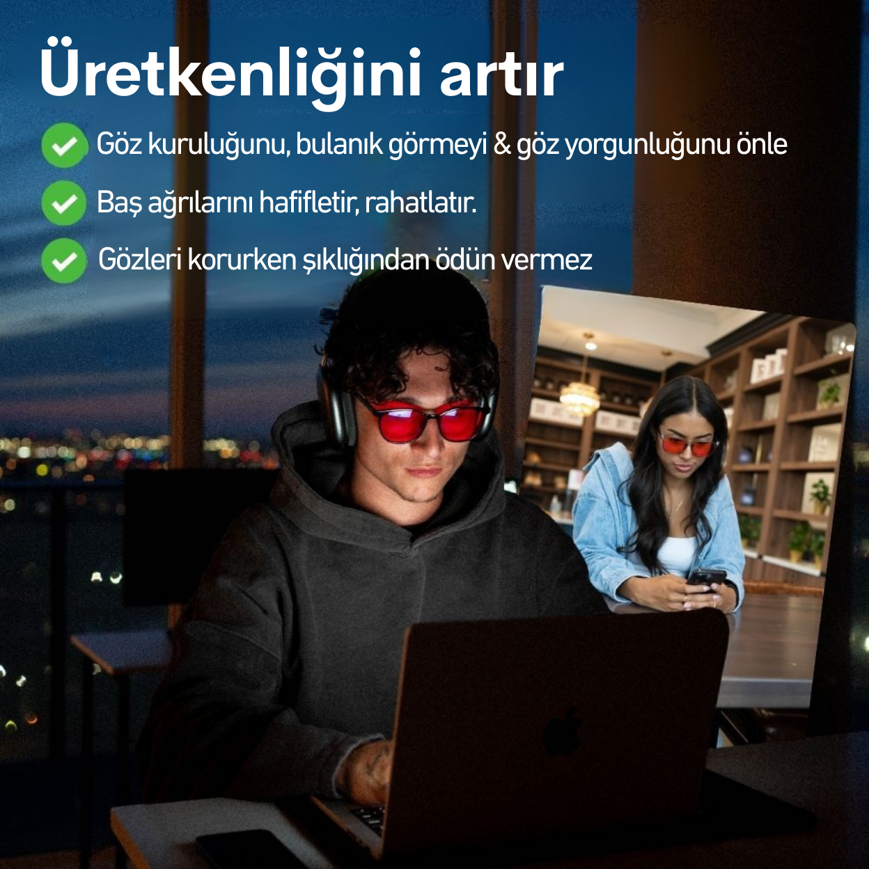 Gece Modu™ Unisex Kırmızı Lens Mavi Işık Koruyucu Gözlük